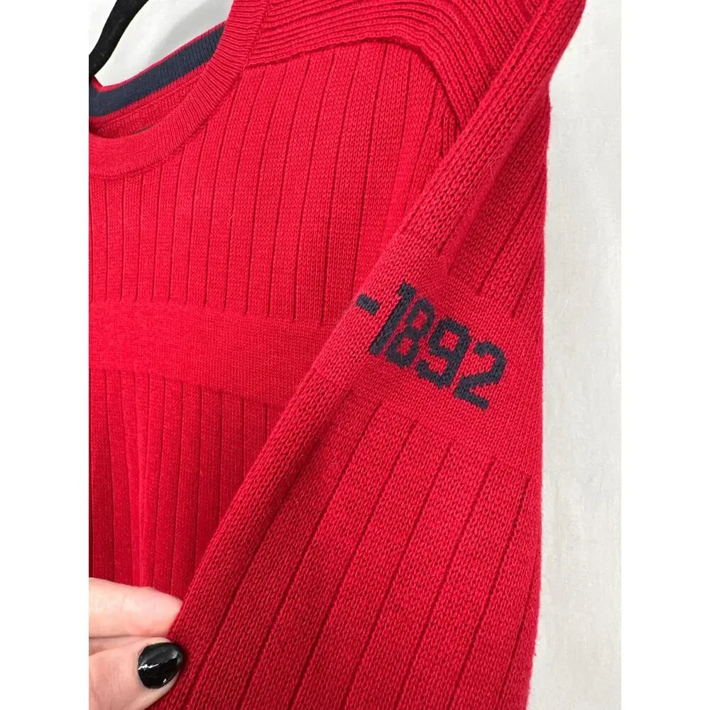 90s Vintage Abercrombie Fitch Sweater Mens Medium Red Pullover Y2K Skater Grunge